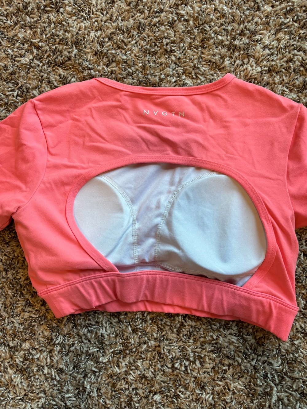 Women's Cropped Short Sleeve Top - Coral Pink - Picture 2 of 3